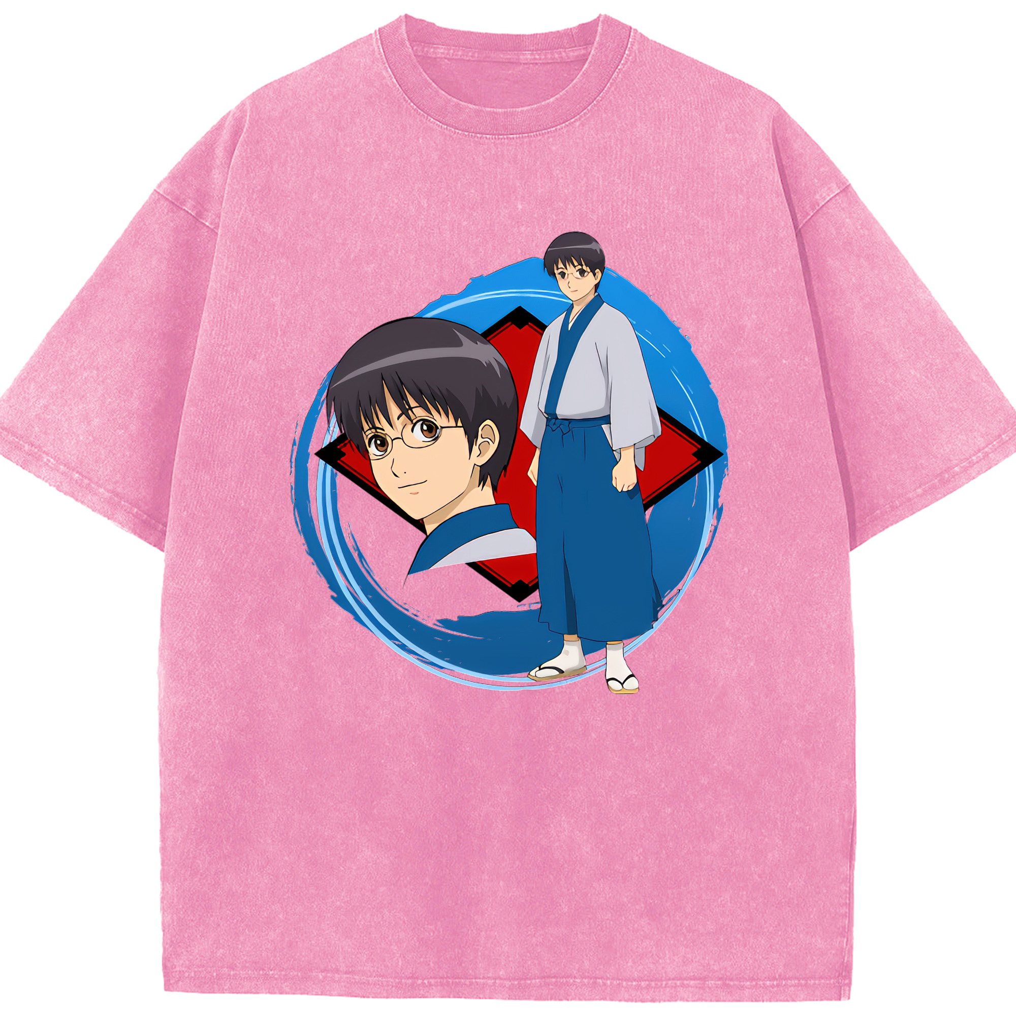 （画像用） ぎんたま 坂田銀時（さかたぎんとき） 神楽 志村新八（しむら しんぱち） GINTAMA Sakata Gintoki Kagura Shimura Shinpachi 綿100% ヴィンテージ風 半袖Tシャツ（フロントプリント）